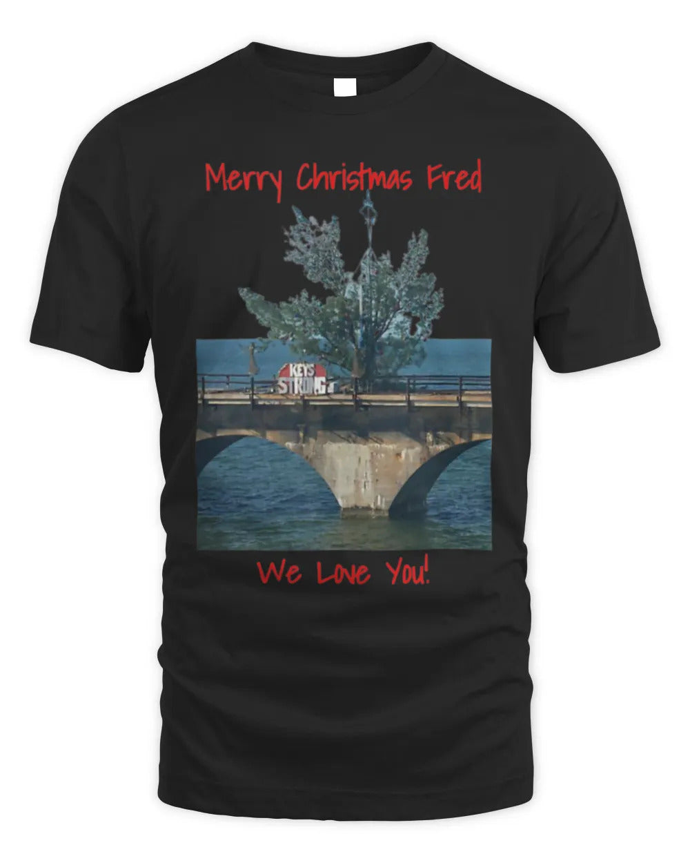Fred the Tree Merry Christmas Florida Keys 7 Mile Bridge T-Shirt