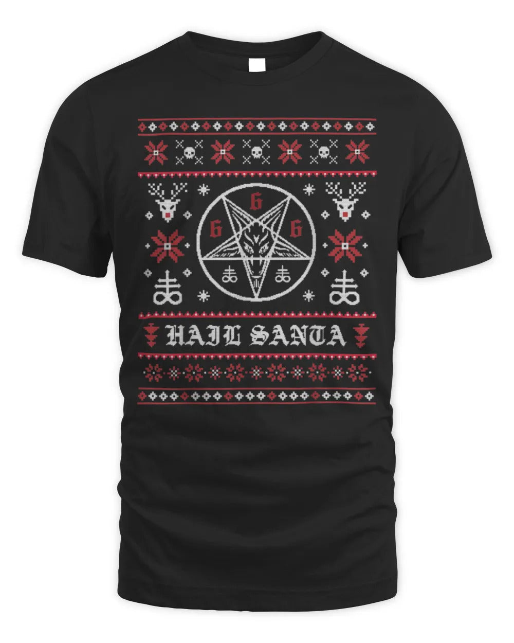 Funny Ugly Christmas Hail Santa Pentagram T-Shirt