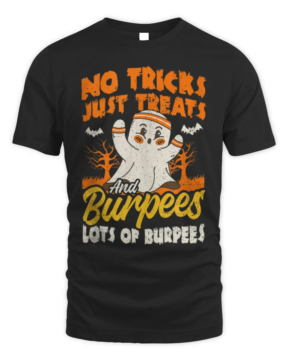Halloween Gym Ghost Tricks Treats Burpees Workout Trainer T-Shirt