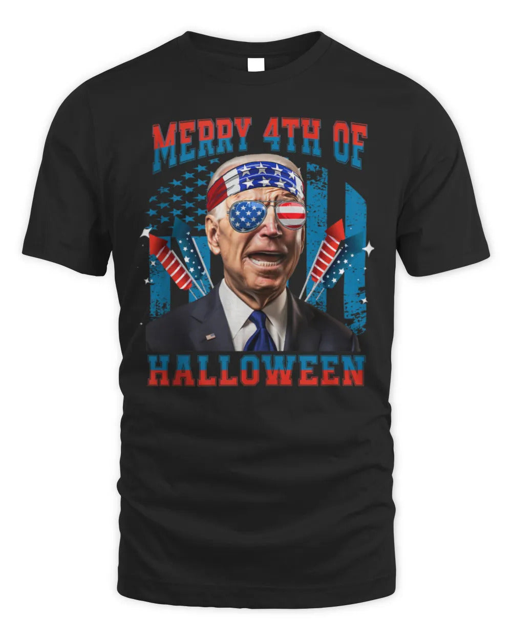 Merry 4th of Halloween Funny 4th Of July Tee Anti Joe Biden T-Shirt