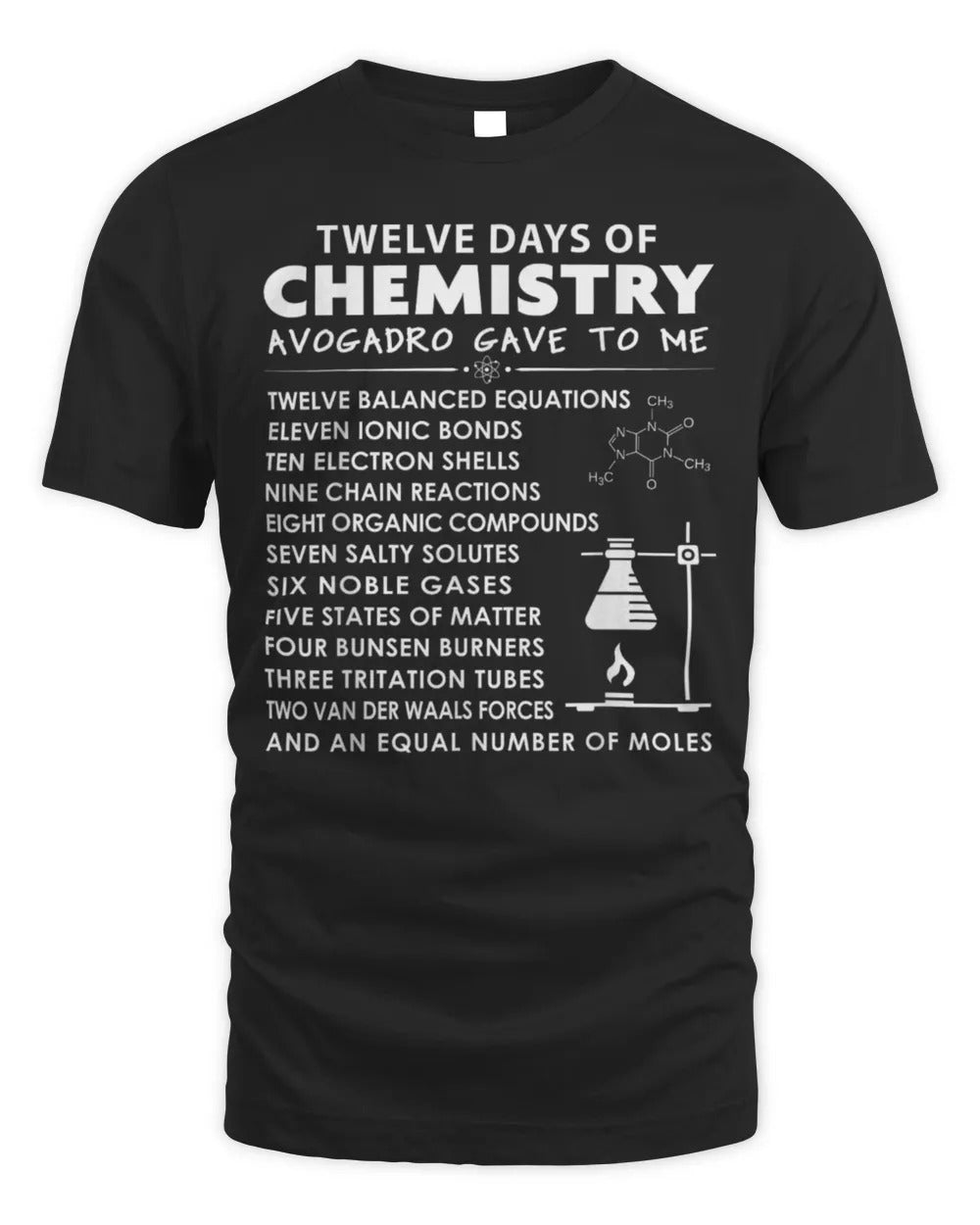 12 Days of Chemistry Chemistry Teacher Christmas T-Shirt