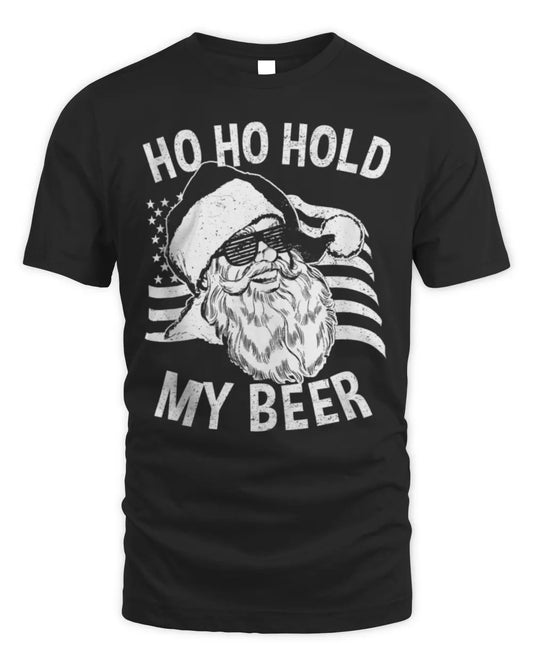 Christmas In July Hipster Santa Ho Ho Hold My Beer T-Shirt