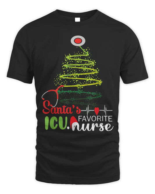 Christmas Party Intensive Care Santa's Favorite ICU Nurse T-Shirt