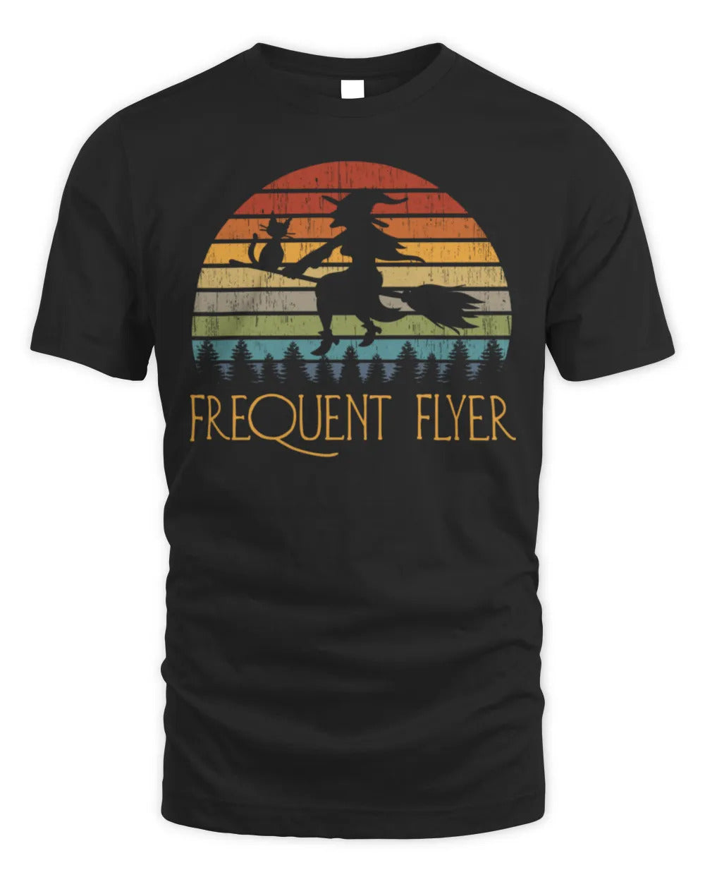 Frequent Flyer Halloween Witch Cat Broom Vintage Shirt