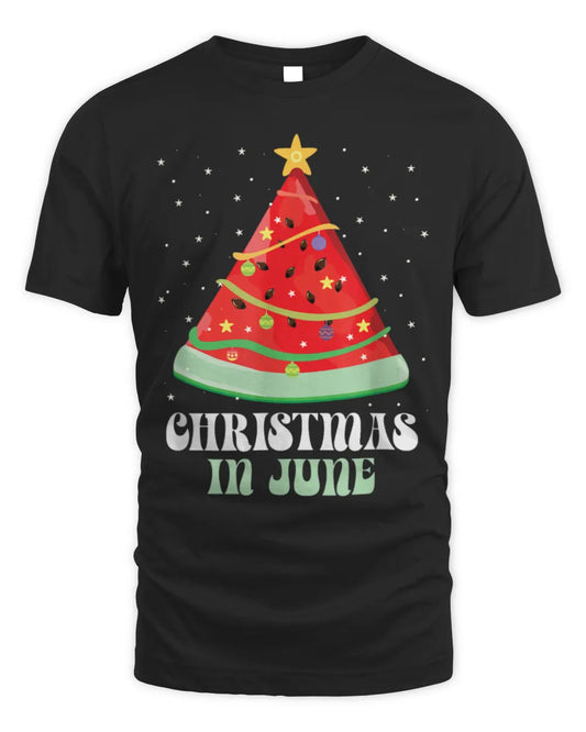 Funny Christmas In June Watermelon Tree Summer T-Shirt