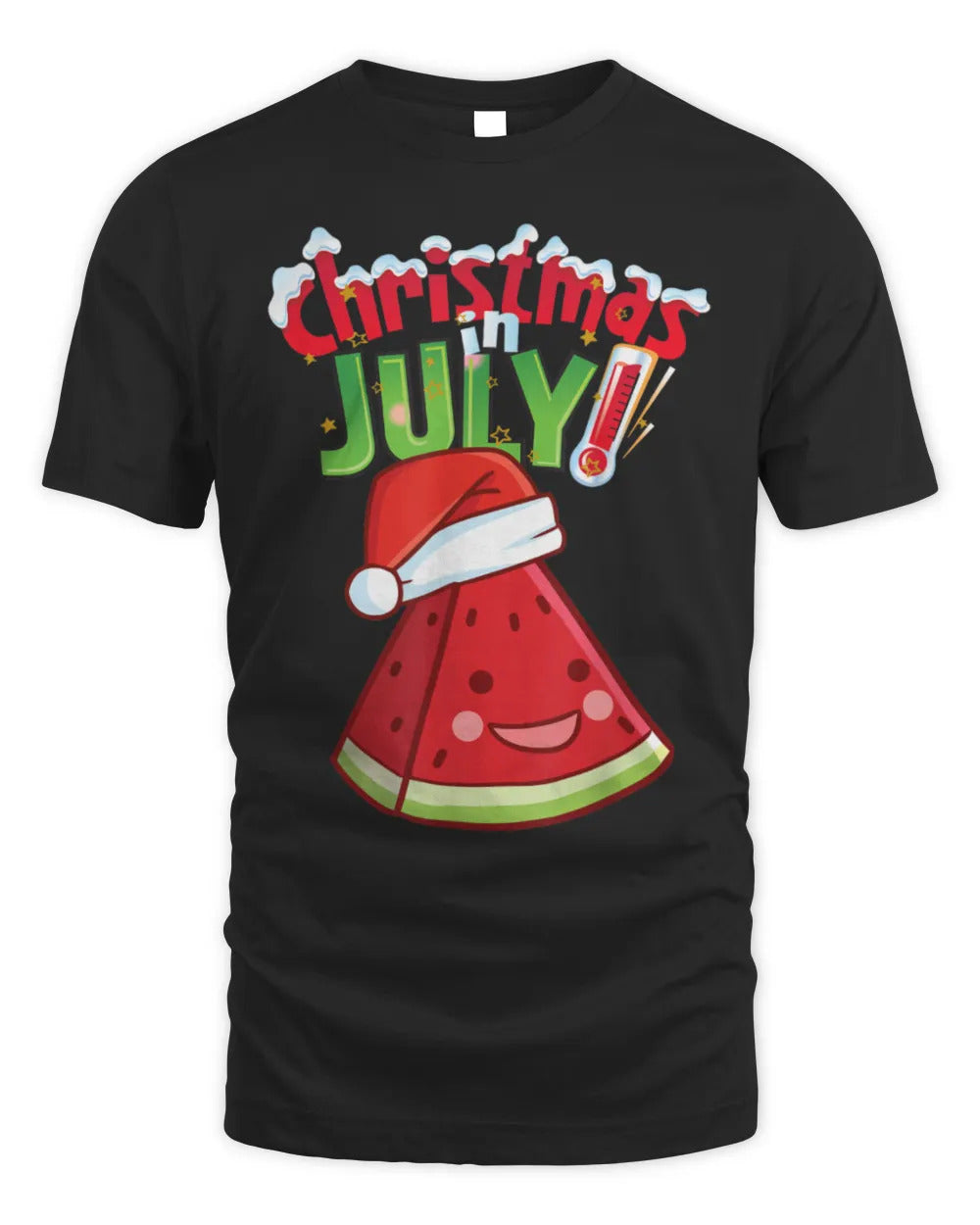 Funny Christmas in July Shirt Summer Watermelon Santa Hat T-Shirt