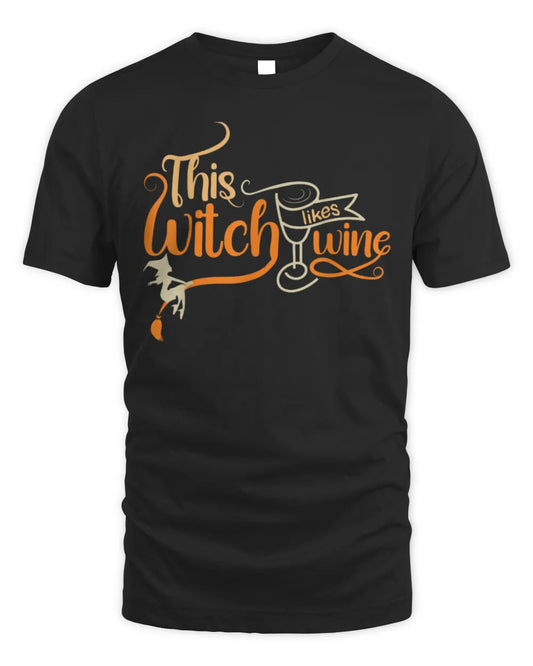 Funny Halloween Witch Likes Wine Women's Halloween T-Shirt