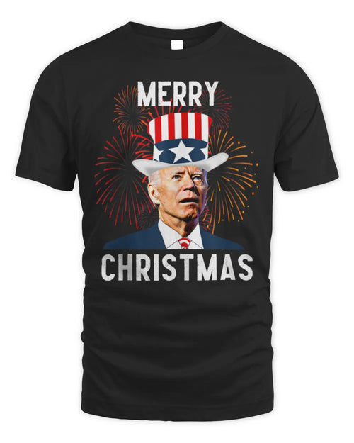 Funny Joe Biden Merry Christmas For Fourth Of July T-Shirt