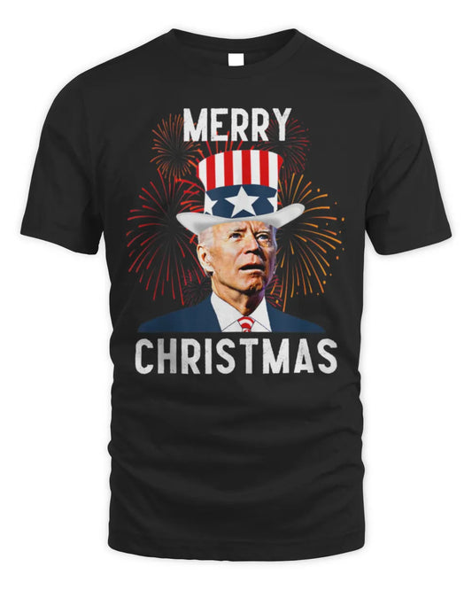 Funny Joe Biden Merry Christmas For Fourth Of July T-Shirt