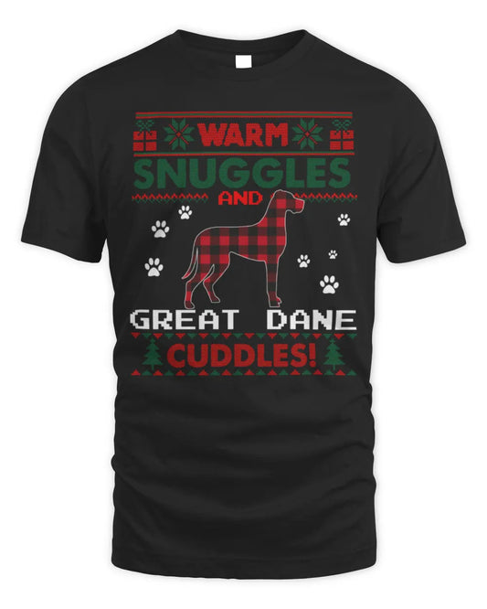 Great Dane Dog Red Buffalo Plaid Gift Ugly Christmas T-Shirt