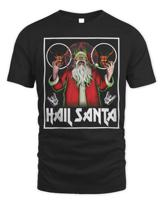 Hail Santa Sleigher Heavy Metal Ugly Christmas T-Shirt